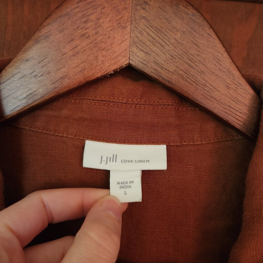 J Jill Brown Linen Duster Overcoat - Picture 2 of 7